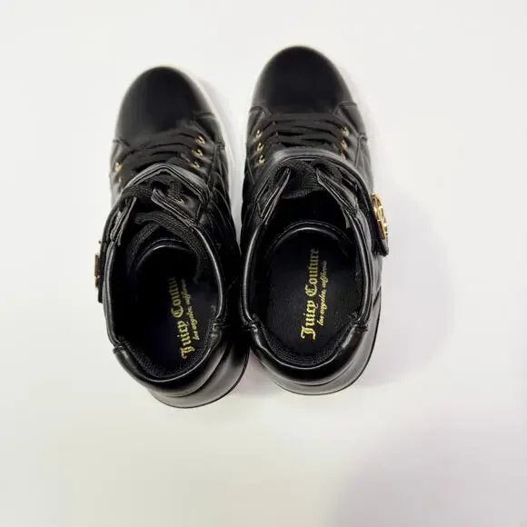 Juicy Couture JC Journey Wedge Sneakers Black Quilted High Top Shoes Women 9 - Picture 4 of 6